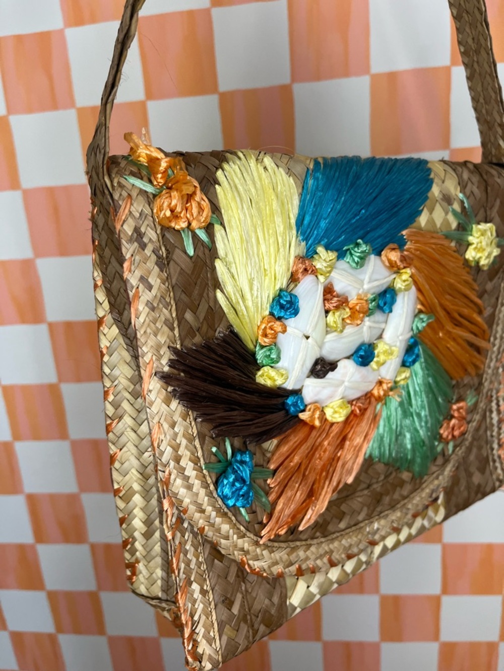 Vintage Straw Bag: Boho Floral